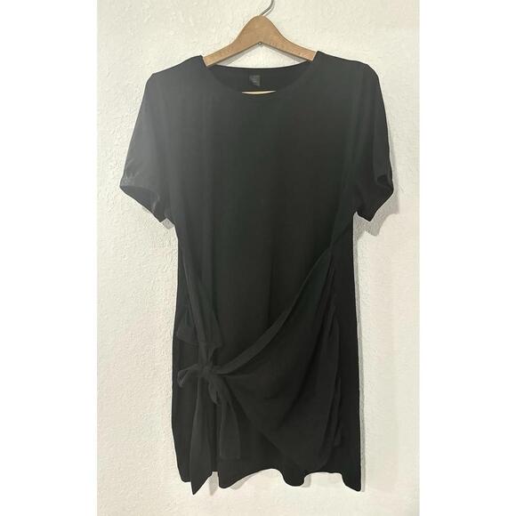 Shein Curve Women's Black Fitted Dress Tie Front Wrap Size 1XL Plus - Picture 1 of 9
